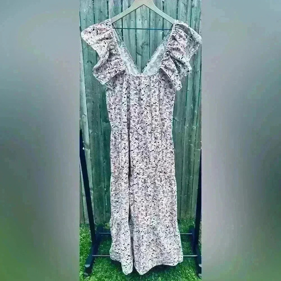 NWT Nasty Gal, Floral Print Ruffle Detail Maxi Smock Dress, Woman’s Size 6 - Picture 2 of 10